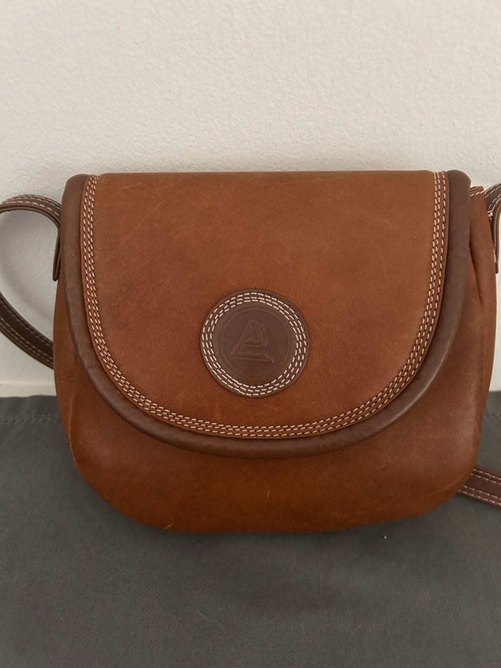 Piedroche “Rare” Classic Brown Leather Crossbody Saddle Bag